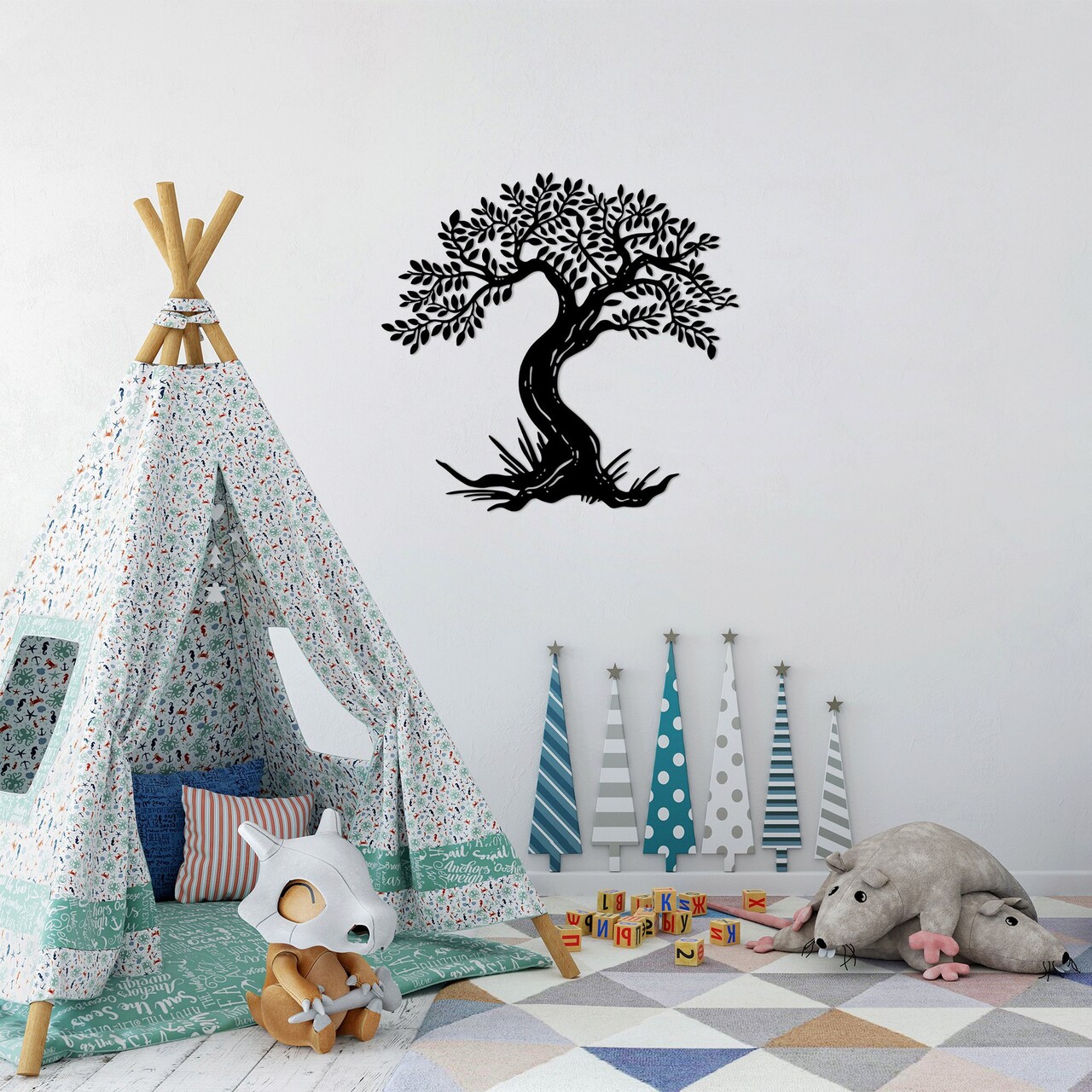 Decoratiune de perete, Monumental Tree 12, Size: 70 x 73 cm, Negru - imagine 6